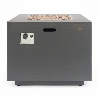 Solomon Outdoor 33-Inch Square Fire Pit, Brushed Brown