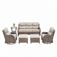 Patio Furniture Set Built for All-Weather Use, 6 Pieces, Swivel Rocker Chairs, PE Wicker, Steel Frame