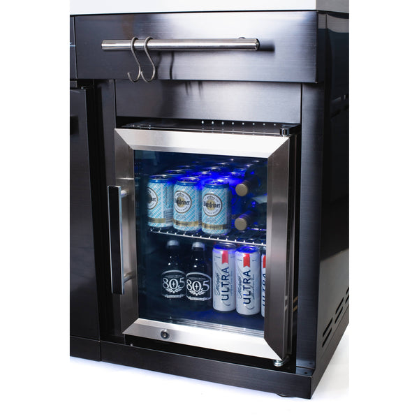 Outdoor Kitchen Island Built to Transform Patios, 70 Inch, 4-Burner Grill, Built-In Refrigerator, 63000 BTU