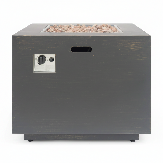Solomon Outdoor 33-Inch Square Fire Pit, Brushed Brown