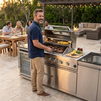 Outdoor Kitchen Island Built for Backyard Entertaining, 4-Burner 72000 BTU, Stainless Steel, 98 Inch — Lifestyle