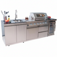 Outdoor Kitchen Island Built for Backyard Entertaining, 4-Burner 72000 BTU, Stainless Steel, 98 Inch