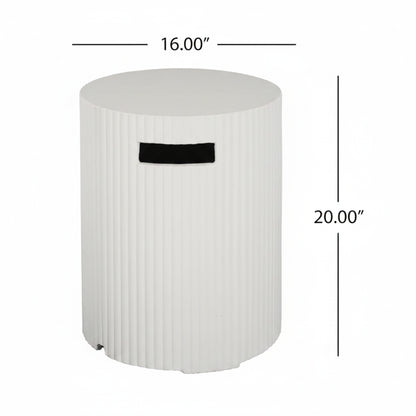 Hearth Lightweight Concrete Tank Table, Outdoor Fire Pit and Tank Holder Set, 40000BTU round Fire Pit, Concrete Propane Cover and Firepit, No Assembly Needed, White